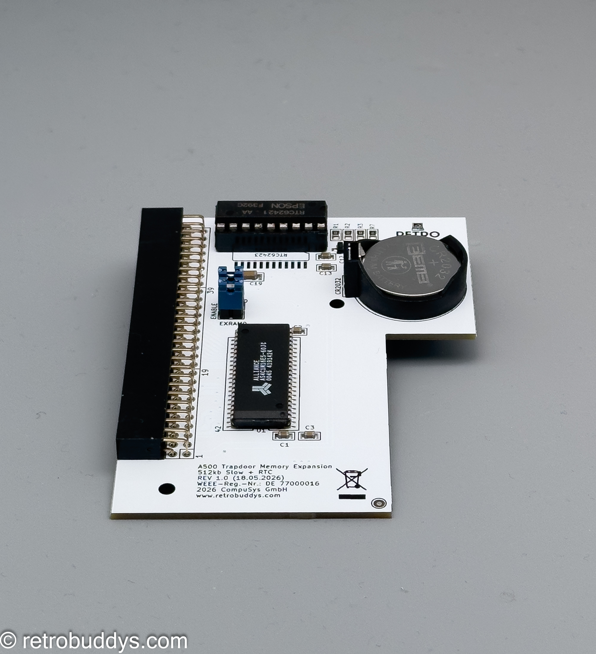 Estensione di memoria da 512 KB con RTC per AMIGA 500 *nuova concezione*